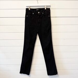 Zara | The Slim Full Length Black High Rise Jeans With Ankle Slit Size 8